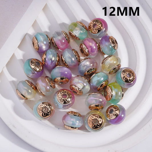 Acrylic Beads Double Color Lantern in Cat Eye Style, 12MM, Random Mix