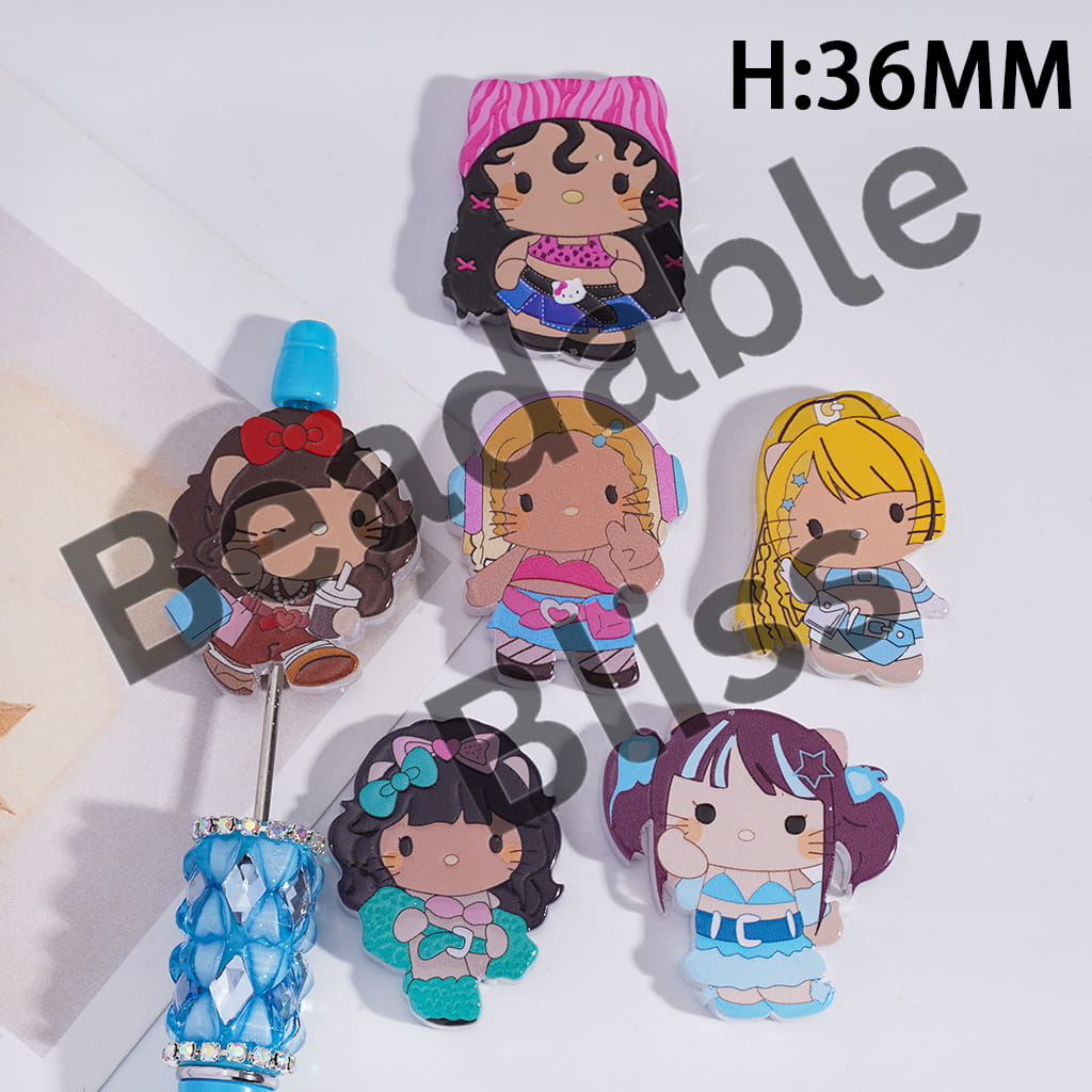 Set of colorful character figurines with 'Bliss' branding on a white background