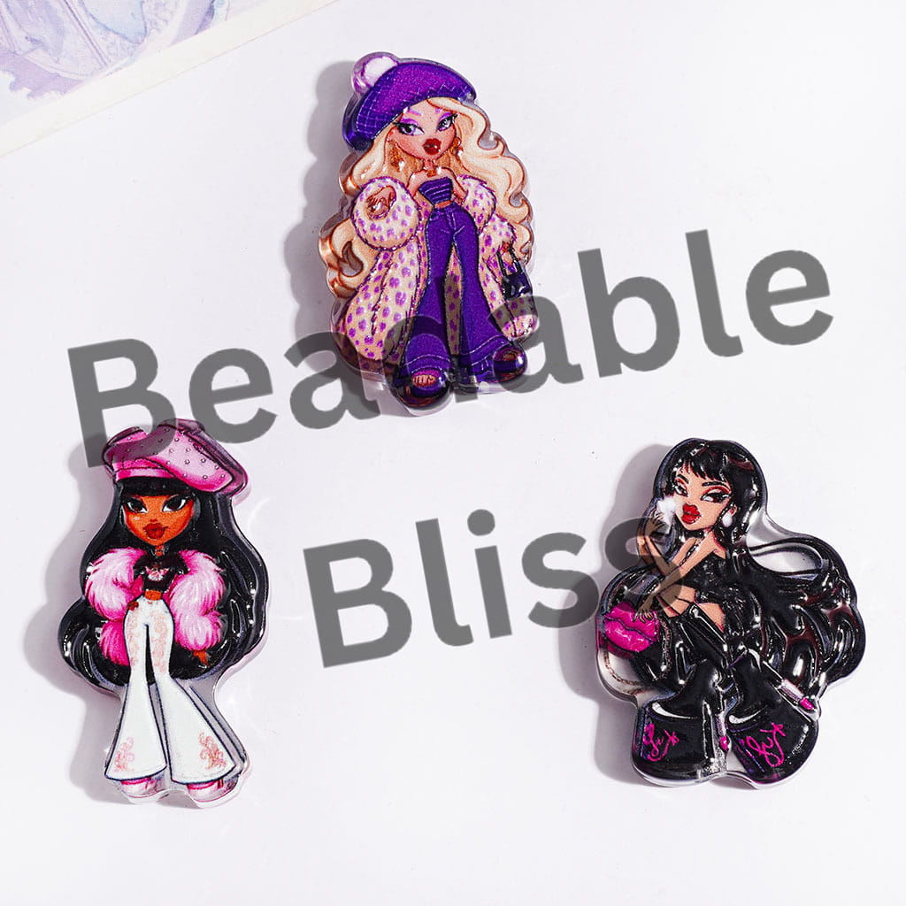 Acrylic Beads Gothic Style Doll in Purple Series, Random Mix