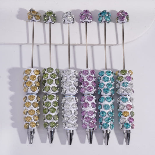 Beadable Clay Pens with Bling Bling Sea Shells and White Pearls Series, Multi-Color