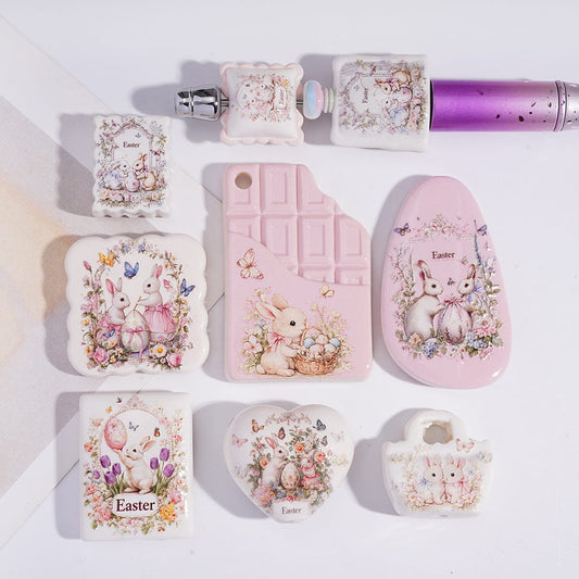 Collection of Easter-themed phone cases on a white background