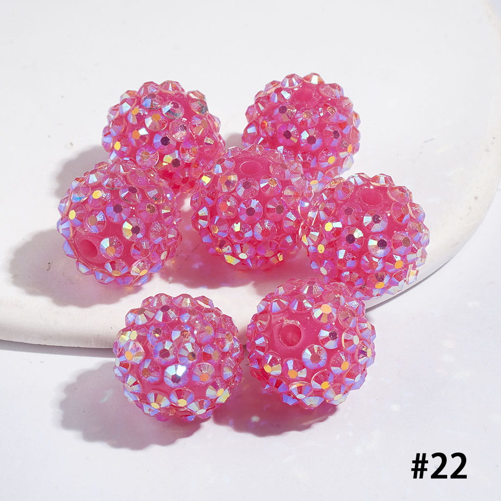 Bling Bling Sparkling Beads with Acrylic Rhinestones, 16MM