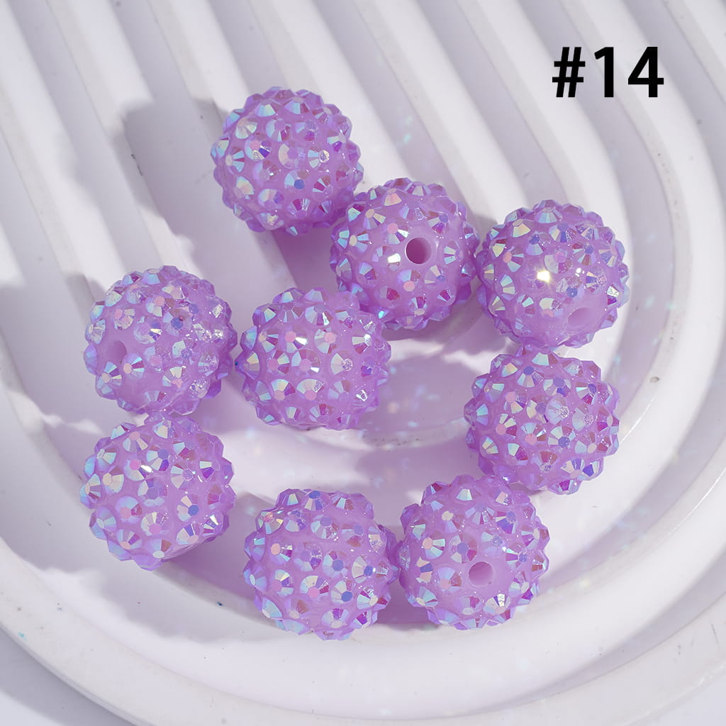 キラキラ輝くキラキラビーズ アクリルラインストーン付き 16mm