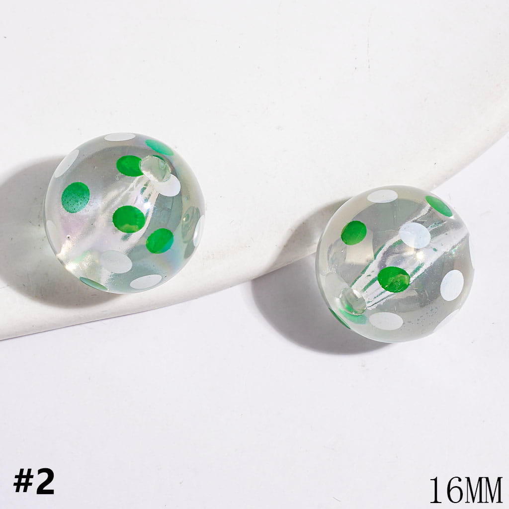 Christmas Clear Acrylic Beads for DIY Bracelets or Necklets, with Red & White & Green Polka Dots, Three Style