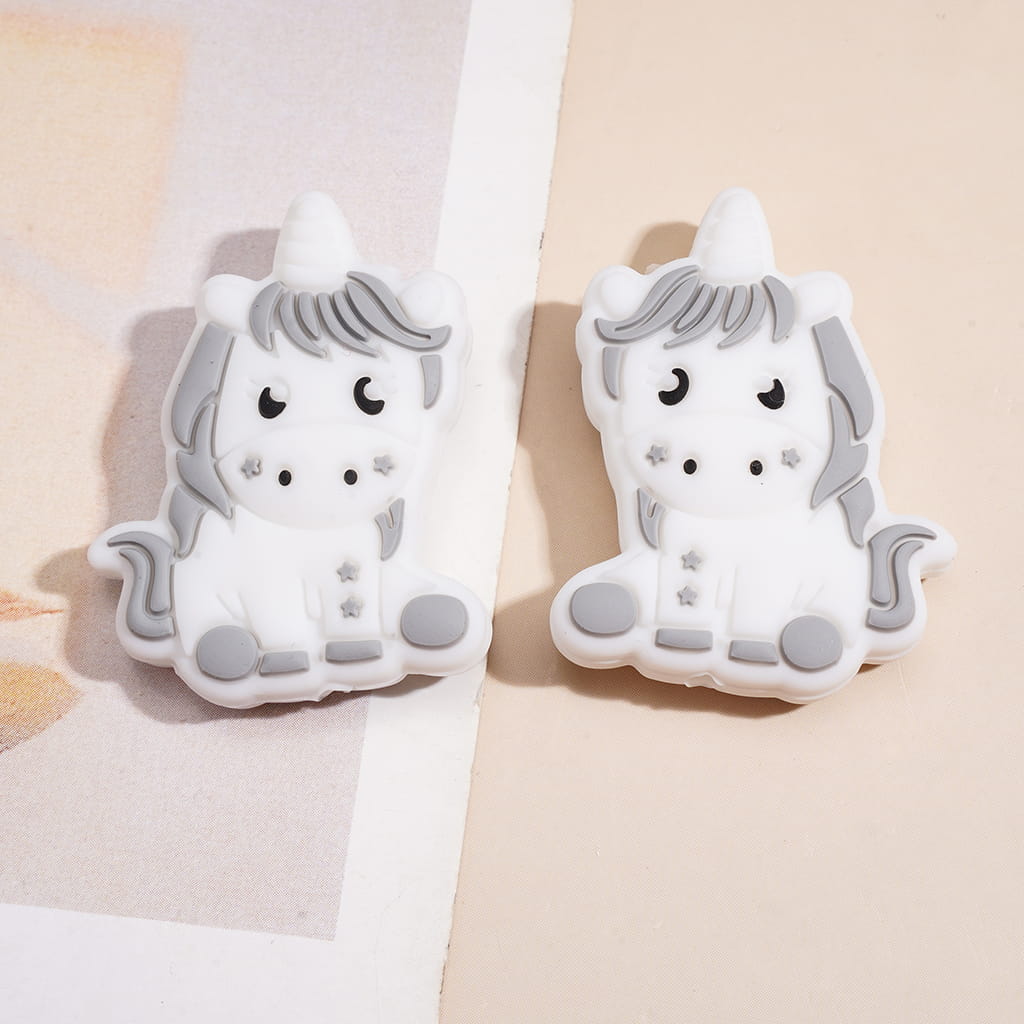 Cute Unicorn in Sitting Position Silicone Focal Beads, Multi-Color