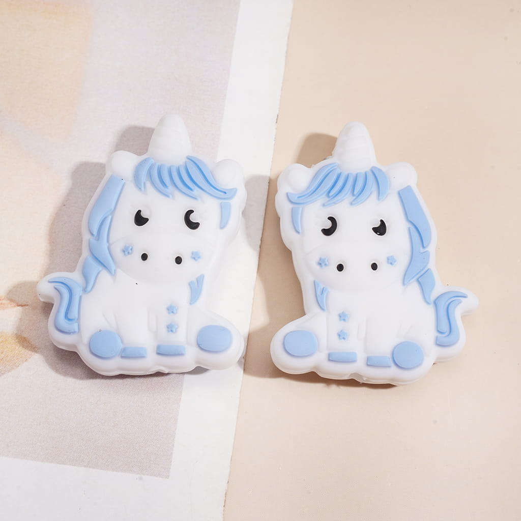 Cute Unicorn in Sitting Position Silicone Focal Beads, Multi-Color