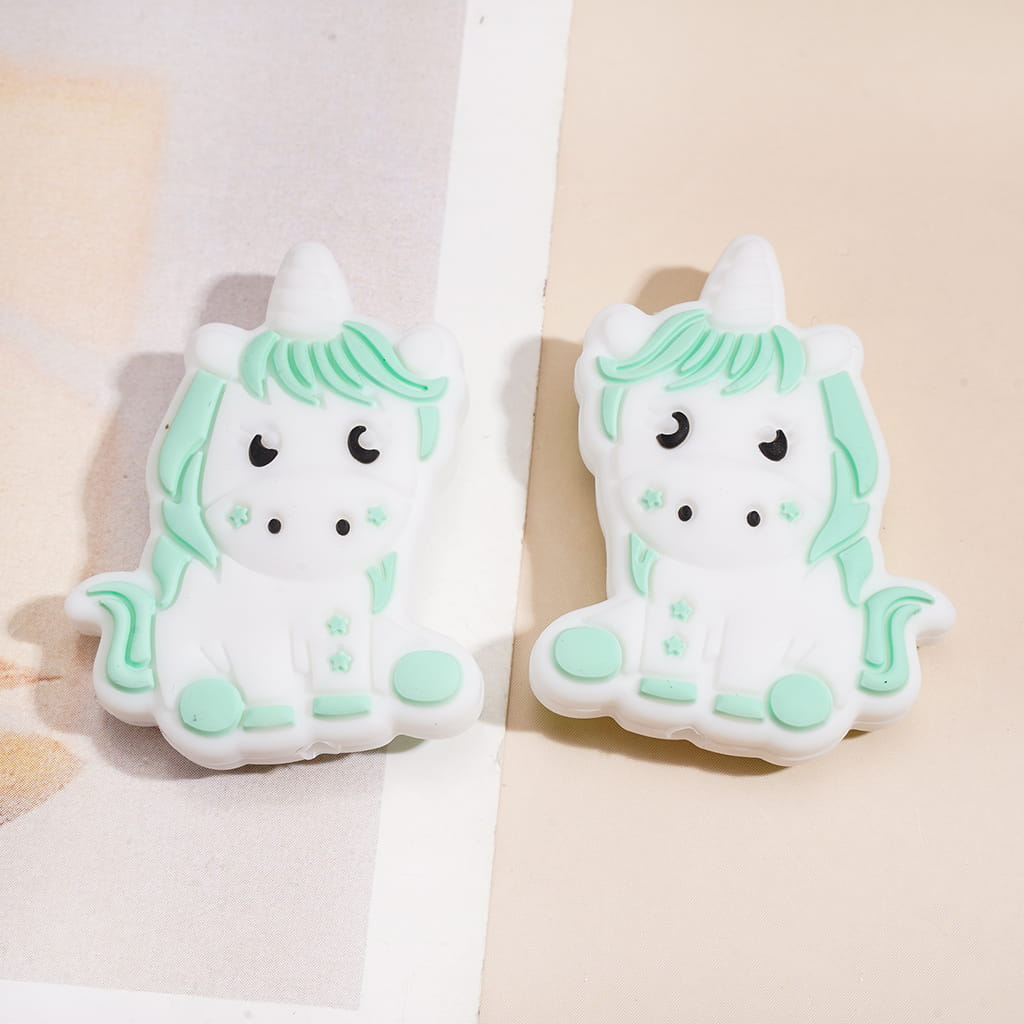 Cute Unicorn in Sitting Position Silicone Focal Beads, Multi-Color