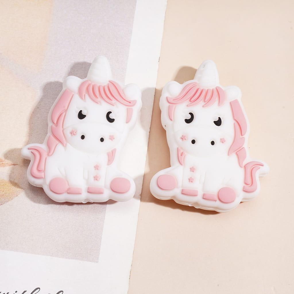 Cute Unicorn in Sitting Position Silicone Focal Beads, Multi-Color