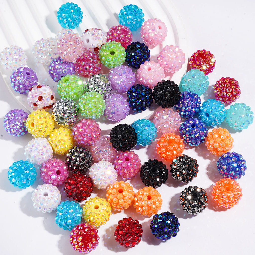 Bling Bling Sparkling Beads with Acrylic Rhinestones, 16MM