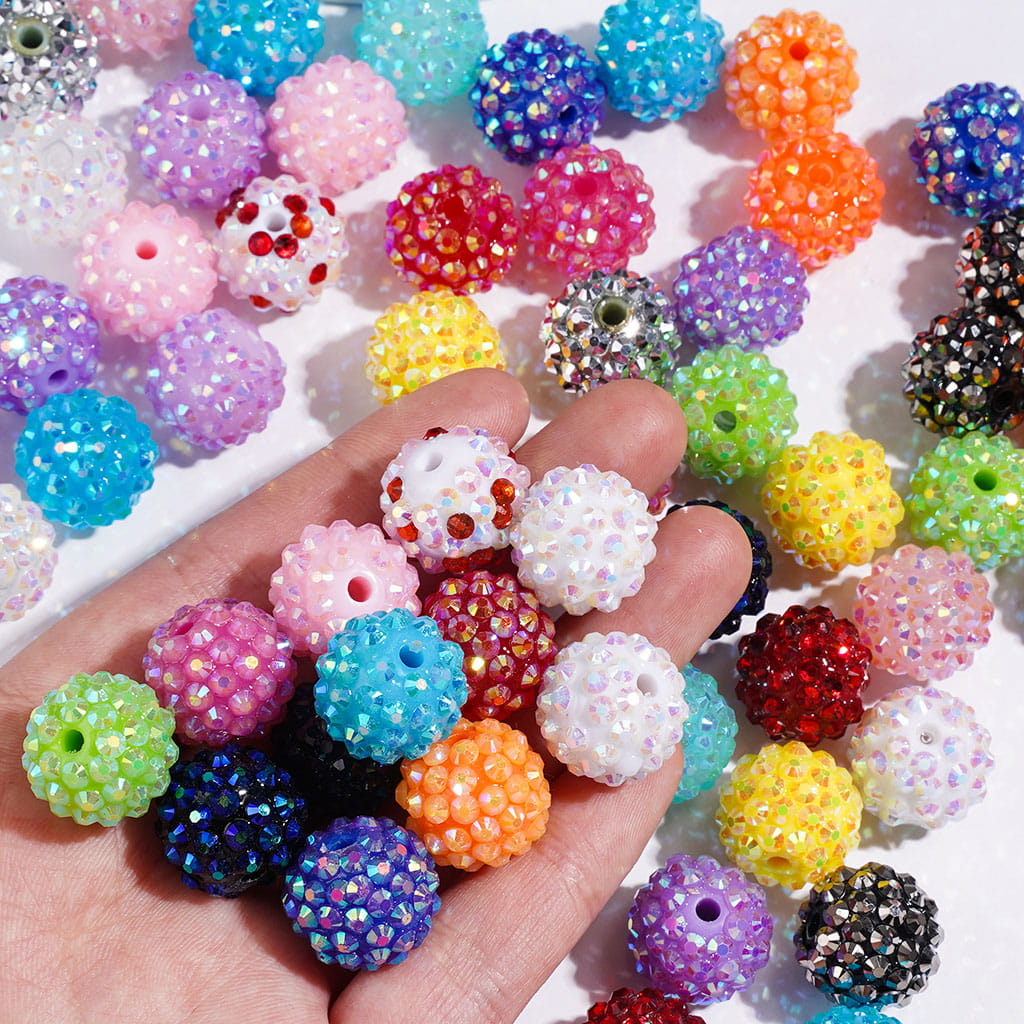Bling Bling Sparkling Beads with Acrylic Rhinestones, 16MM