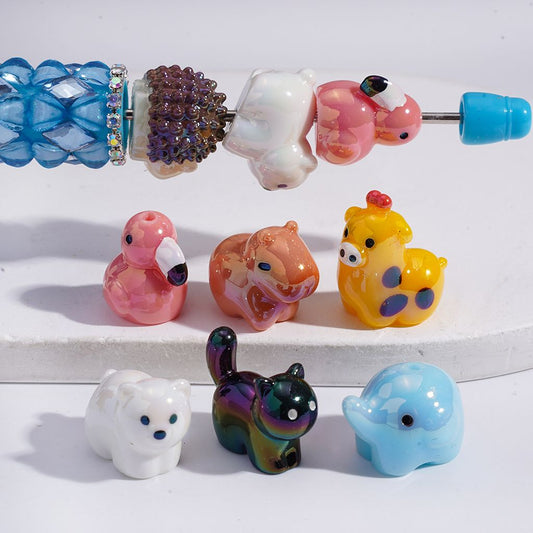 Acrylic Beads UV Coating Mini Animal Series, Random Mix