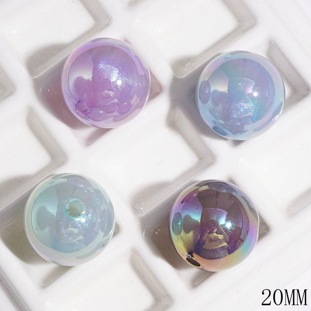 20MM UV-Coated Acrylic Beads with Glitter, Round Beads for DIY Bracelets Jewelry Accessories, Jelly Colors, Random Mix