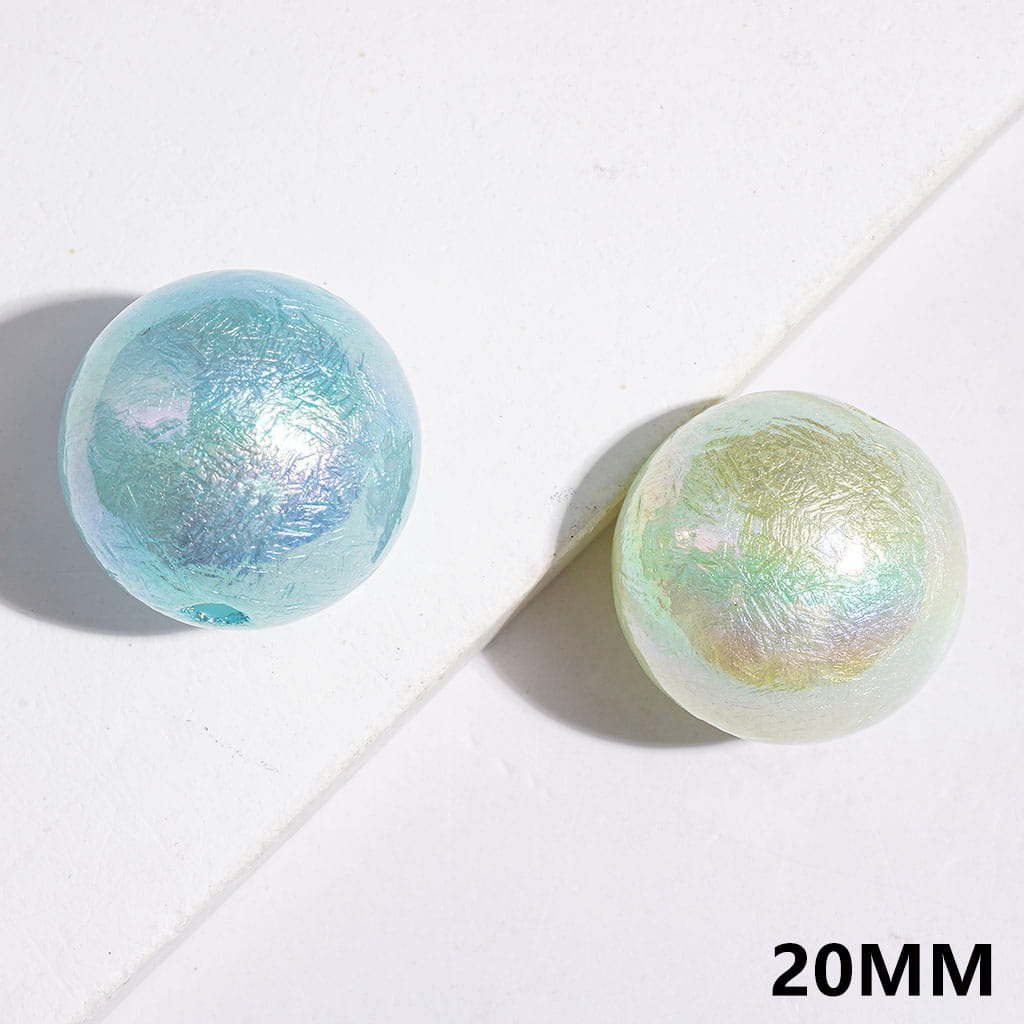 UV Coating Acrylic Beads for Bracelets with Pearlized Finish and Wrinkled Texture, 20MM, Various Colors, Random Mix