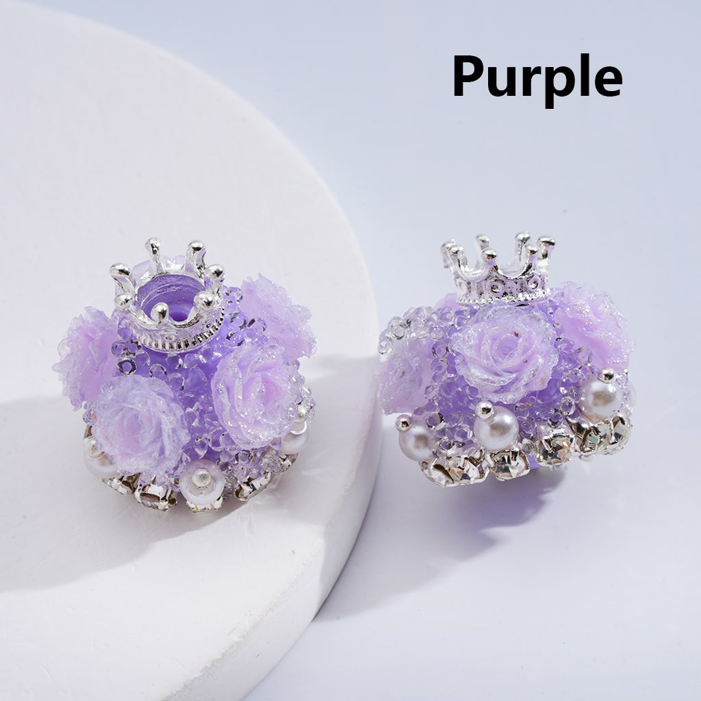 Sugar Acrylic Beads Shiny Glitter Flowers Silver Alloy Crown White Pearls Clear Rhinestones Chains Multi-Color 20*21MM