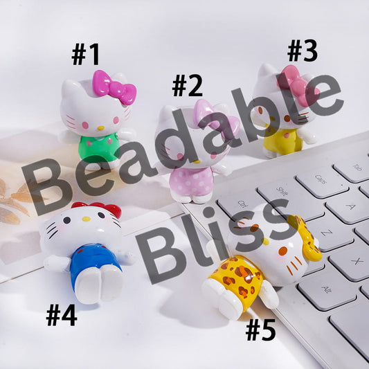 Acrylic Figures Cute Cat Character in Various Dress and Bowtie, Height 42MM (No Hole)