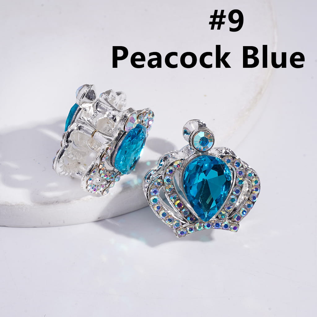 Silver Color Metal Beads with Bling Bling Crown with Mini Colorful Water Drops AB Rhinestones 24*23MM
