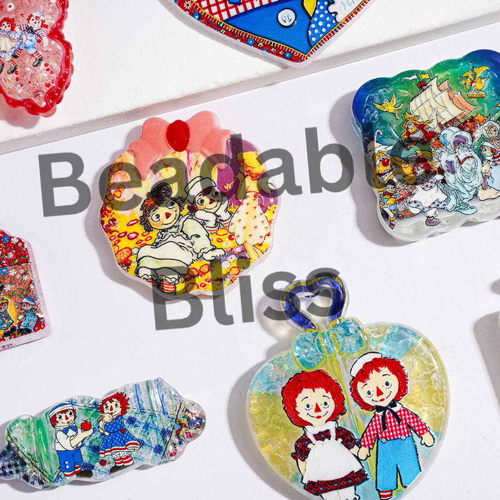 Acrylic Crackle Beads and Pendants with Cartoon Baby Characters, Random Mix