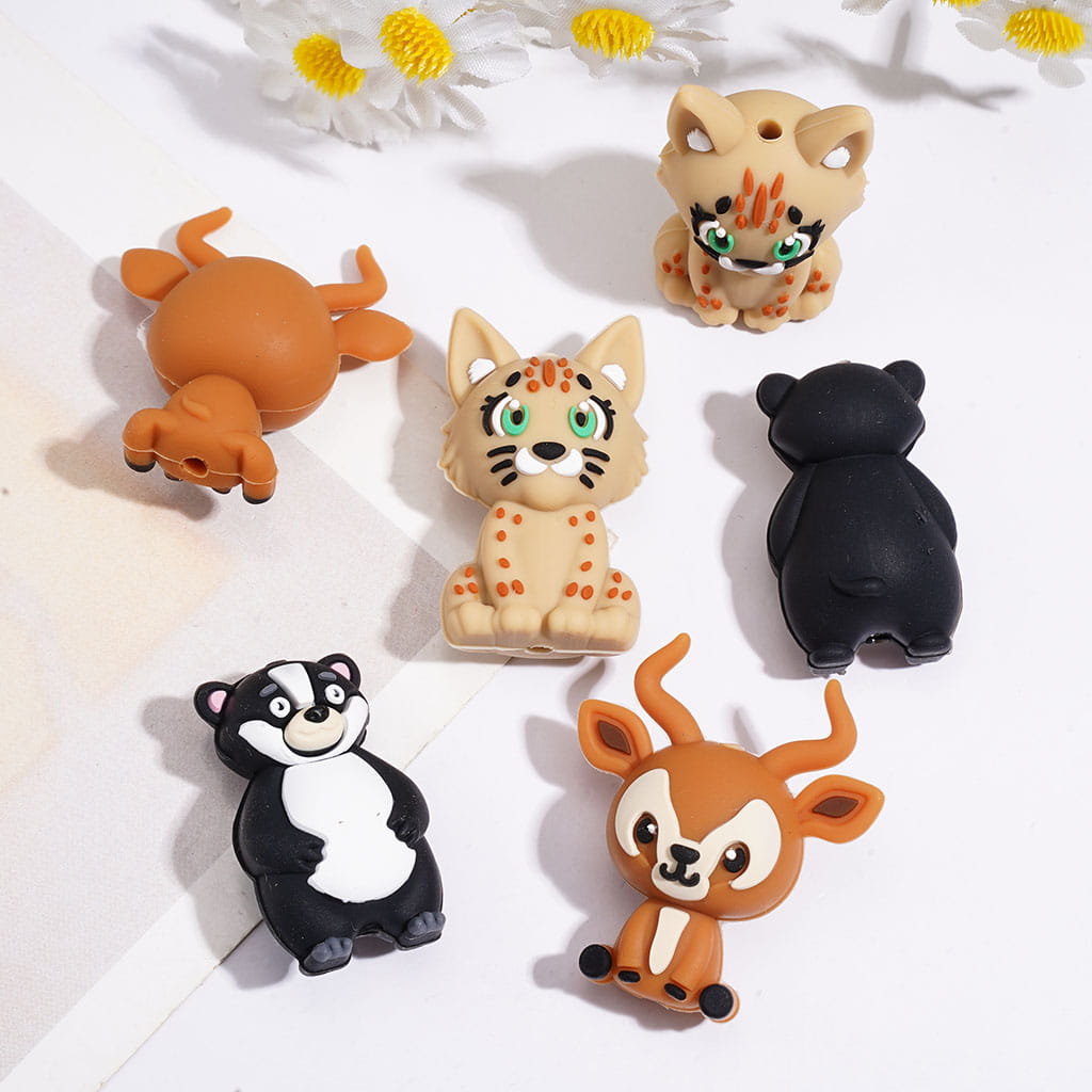 3D Lovely Four-Legged Walking Animals Series Silicone Focal Beads