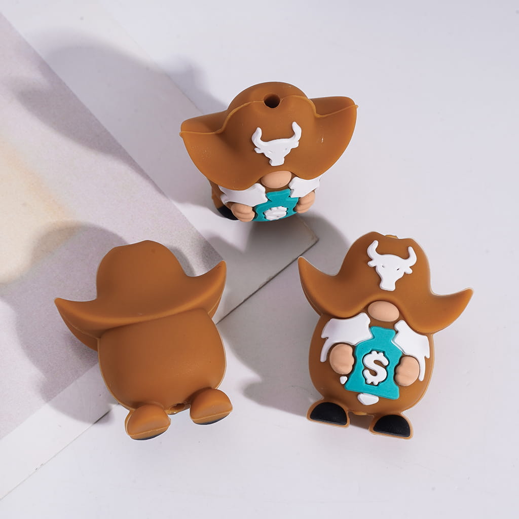 Silicone Focal Beads 3D Diverse Charming Cowboy West Theme