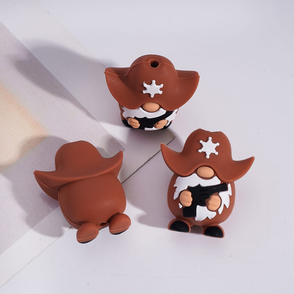 Silicone Focal Beads 3D Diverse Charming Cowboy West Theme