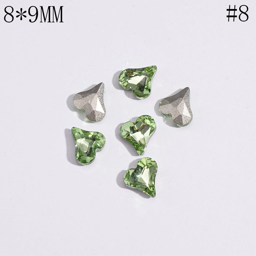 Mini Cute Heart Rhinestones Charm for Jewelry Accessories, 8*9MM Multi-Color