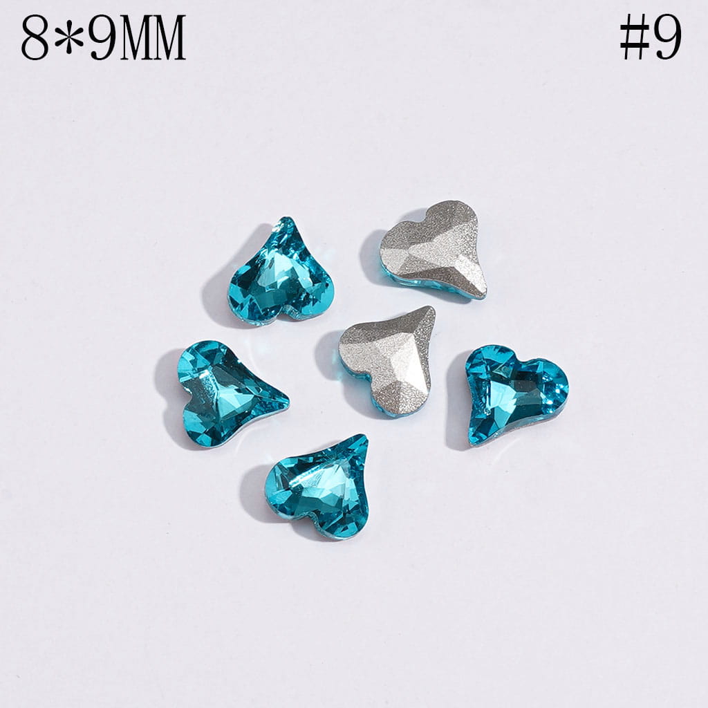 Mini Cute Heart Rhinestones Charm for Jewelry Accessories, 8*9MM Multi-Color