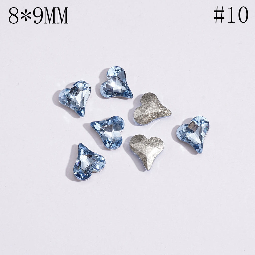 Mini Cute Heart Rhinestones Charm for Jewelry Accessories, 8*9MM Multi-Color