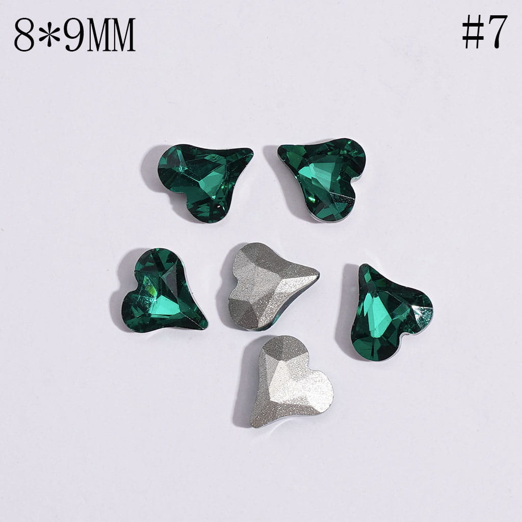 Mini Cute Heart Rhinestones Charm for Jewelry Accessories, 8*9MM Multi-Color
