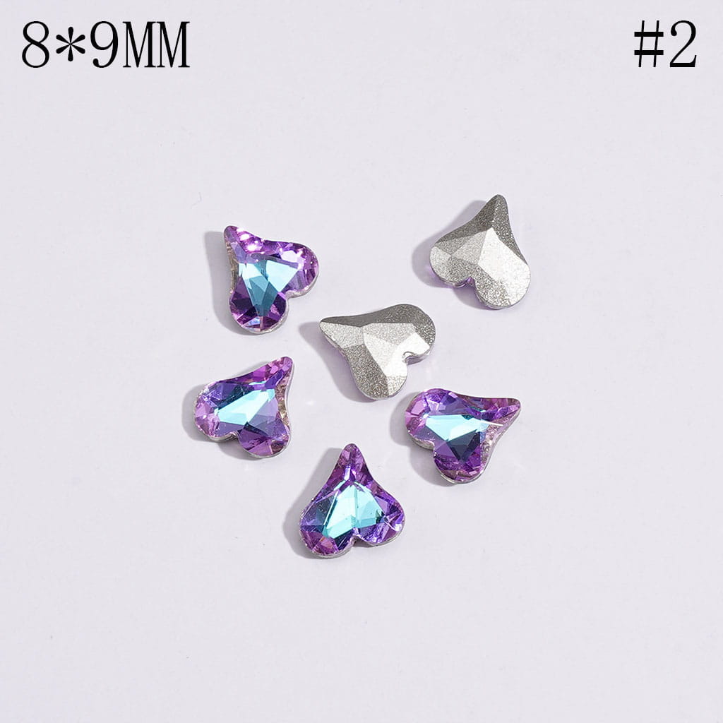 Mini Cute Heart Rhinestones Charm for Jewelry Accessories, 8*9MM Multi-Color