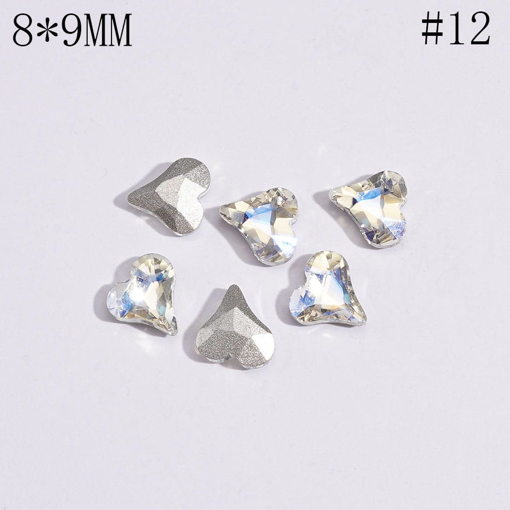 Mini Cute Heart Rhinestones Charm for Jewelry Accessories, 8*9MM Multi-Color