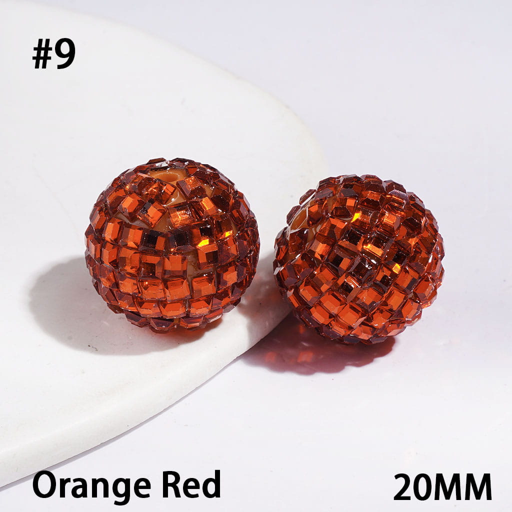 Acrylic Beads Disco Ball with Cube Square Shaped Rhinestones, 20MM Multi-Color