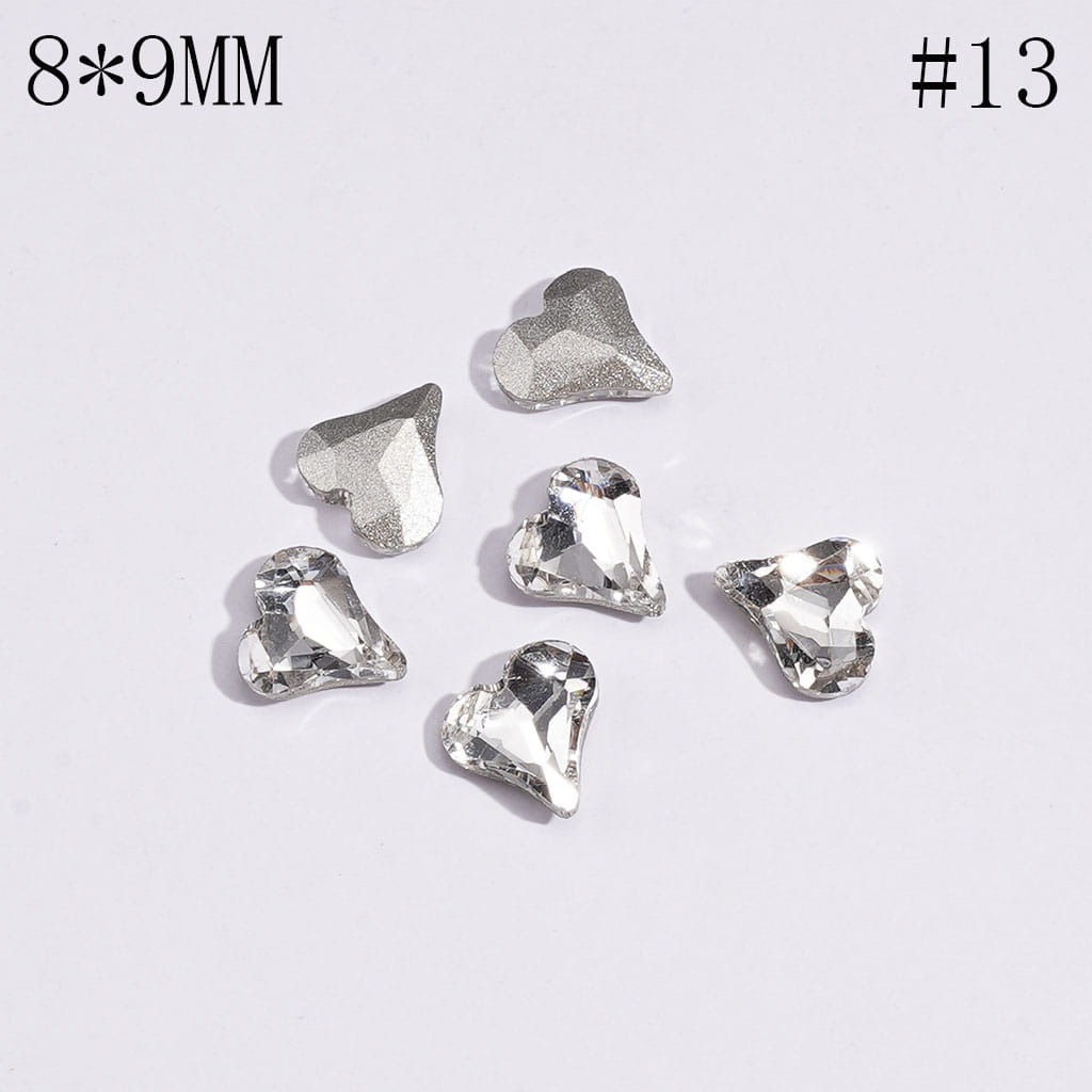 Mini Cute Heart Rhinestones Charm for Jewelry Accessories, 8*9MM Multi-Color