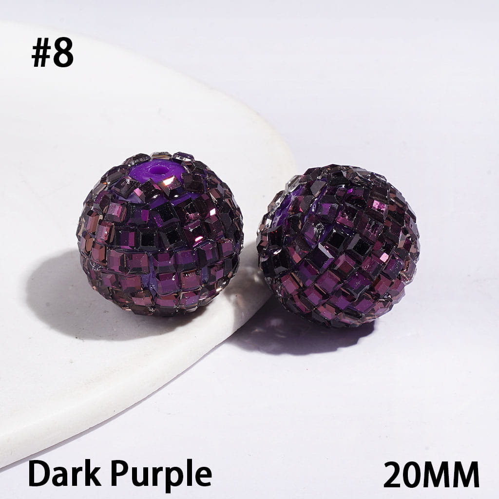 Acrylic Beads Disco Ball with Cube Square Shaped Rhinestones, 20MM Multi-Color