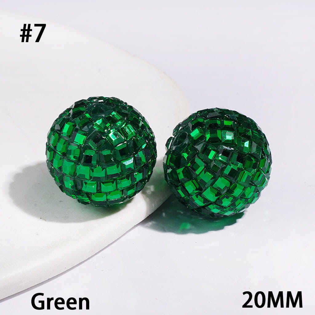 Acrylic Beads Disco Ball with Cube Square Shaped Rhinestones, 20MM Multi-Color