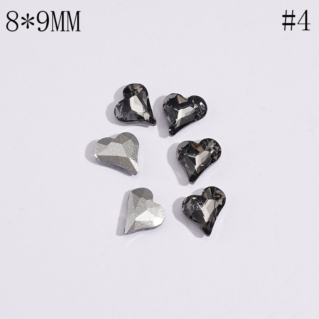 Mini Cute Heart Rhinestones Charm for Jewelry Accessories, 8*9MM Multi-Color
