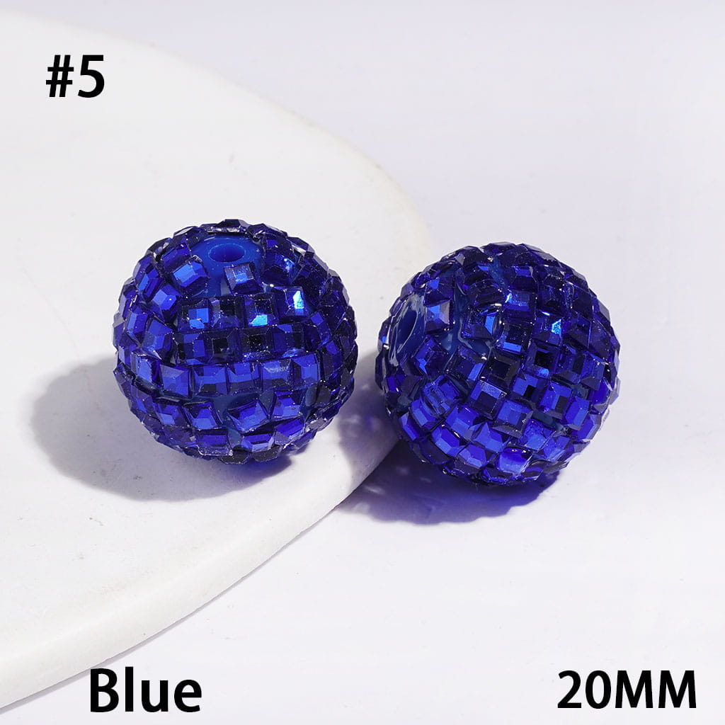 Acrylic Beads Disco Ball with Cube Square Shaped Rhinestones, 20MM Multi-Color