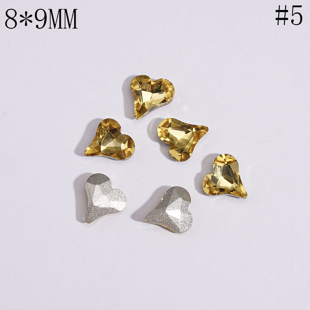 Mini Cute Heart Rhinestones Charm for Jewelry Accessories, 8*9MM Multi-Color