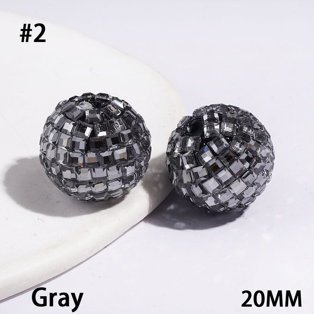 Acrylic Beads Disco Ball with Cube Square Shaped Rhinestones, 20MM Multi-Color