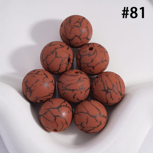 Marbled brown beads arranged in a pyramid on a white background with the number #81.