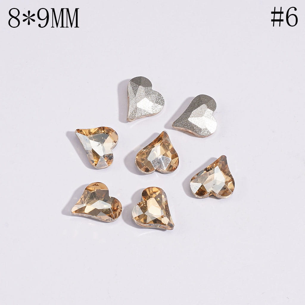 Mini Cute Heart Rhinestones Charm for Jewelry Accessories, 8*9MM Multi-Color