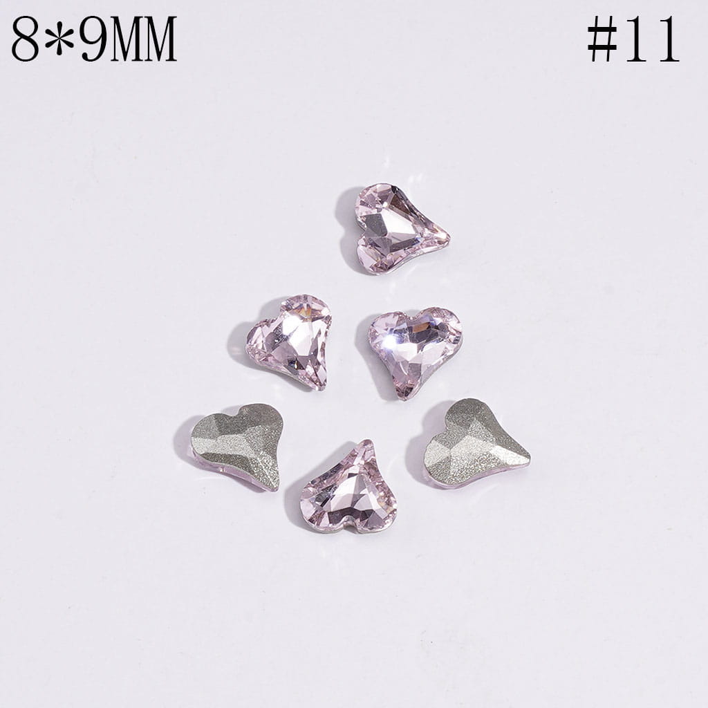 Mini Cute Heart Rhinestones Charm for Jewelry Accessories, 8*9MM Multi-Color