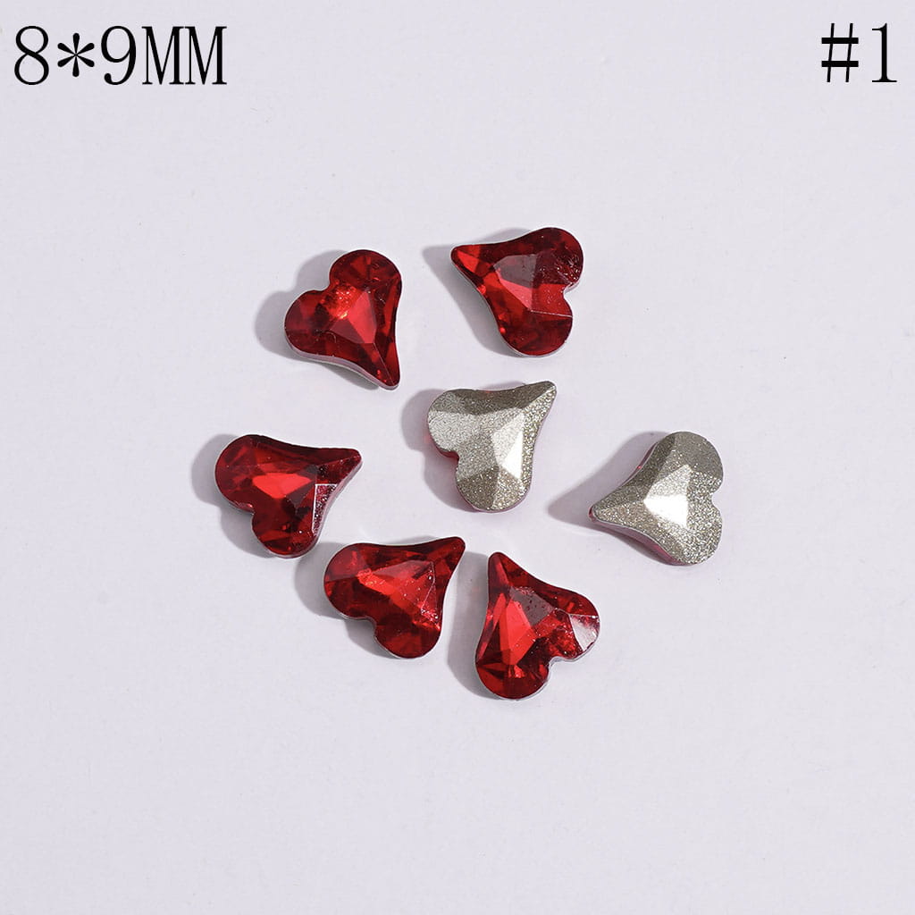 Mini Cute Heart Rhinestones Charm for Jewelry Accessories, 8*9MM Multi-Color