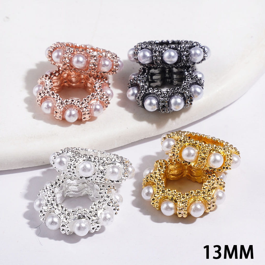 Metal Spacer Beads Sun Shaped Design with White Pearl, 13MM Multi-Color