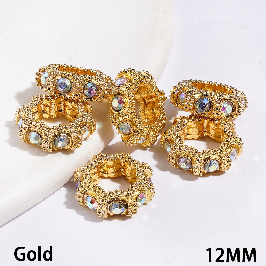 Alloy Spacer Beads Sun Shaped Design with AB Rhinestones, 12MM Multi-Color
