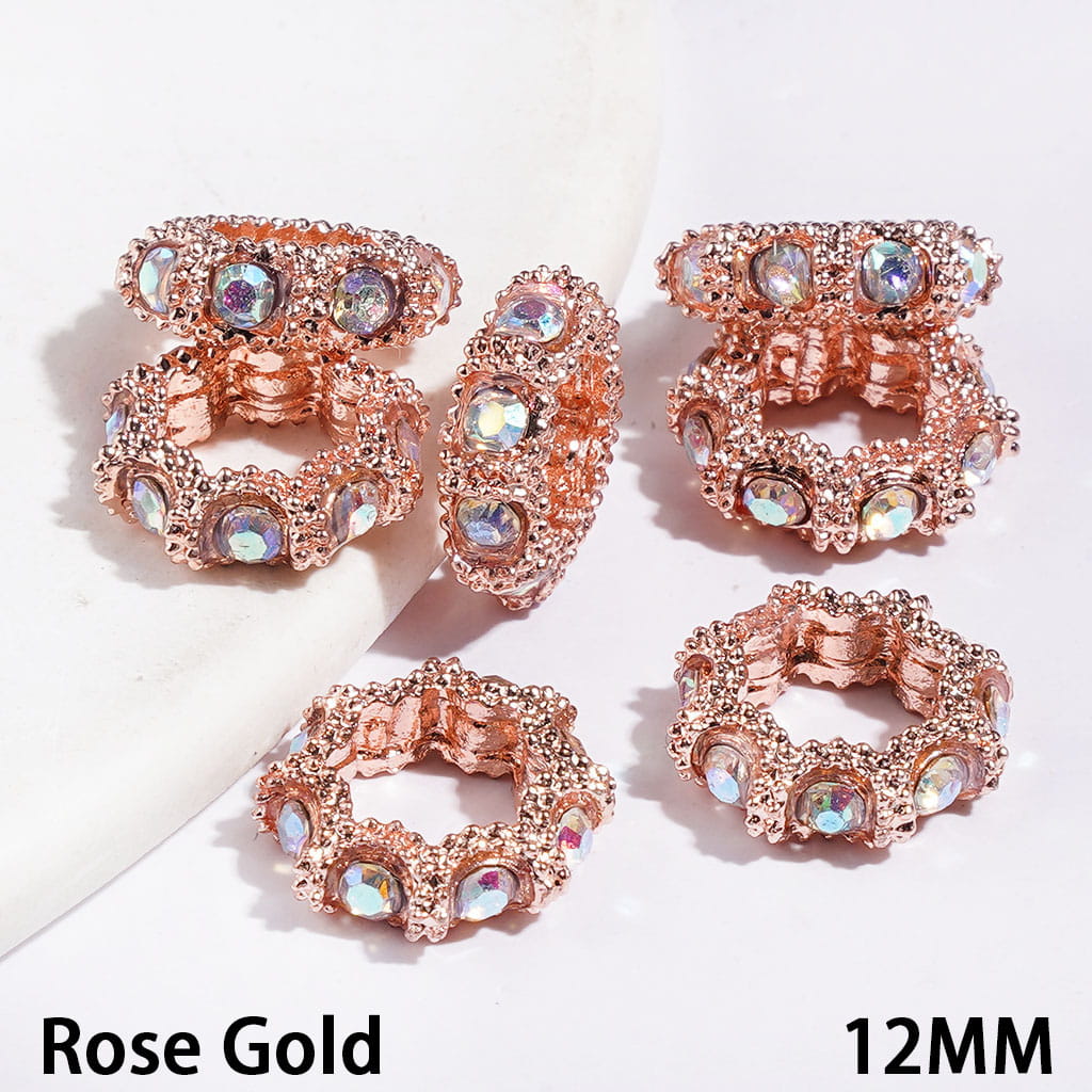 Alloy Spacer Beads Sun Shaped Design with AB Rhinestones, 12MM Multi-Color