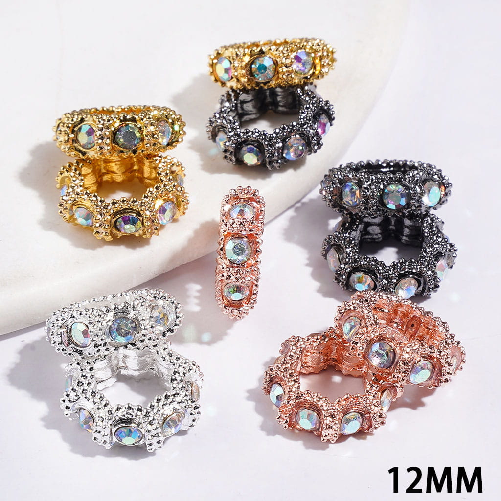 Alloy Spacer Beads Sun Shaped Design with AB Rhinestones, 12MM Multi-Color