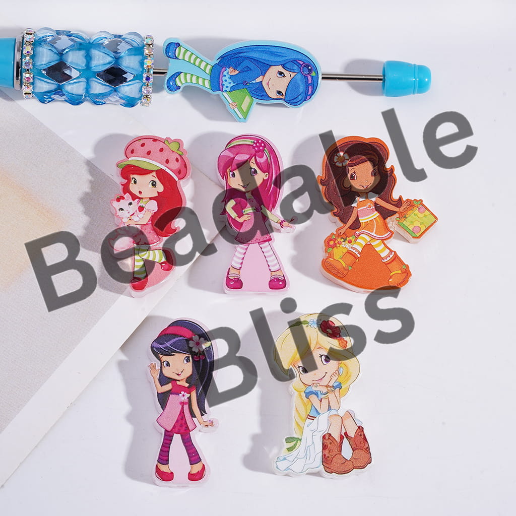 Acrylic Beads Pretty Berry Girl Series in Various Pose, Random Mix