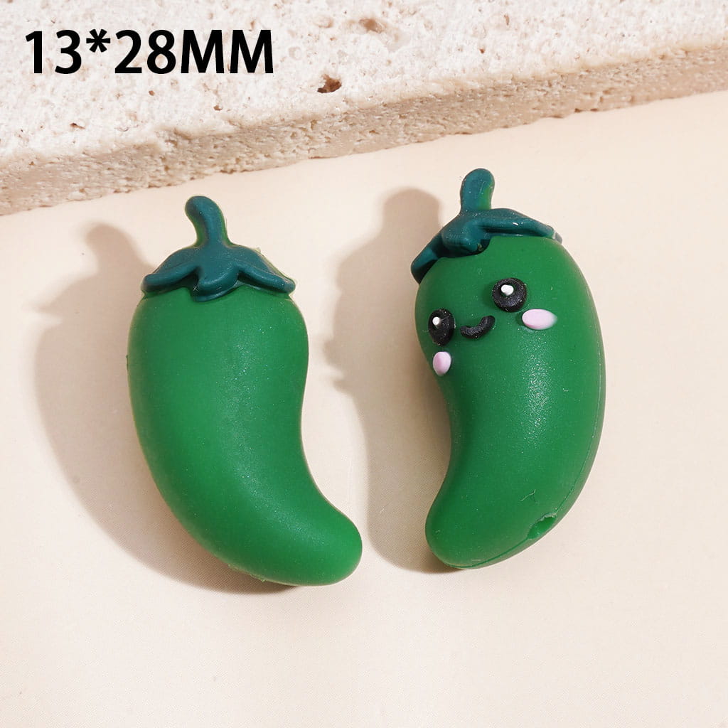 3D Mini Shy Pepper in Various Colors Silicone Focal Beads