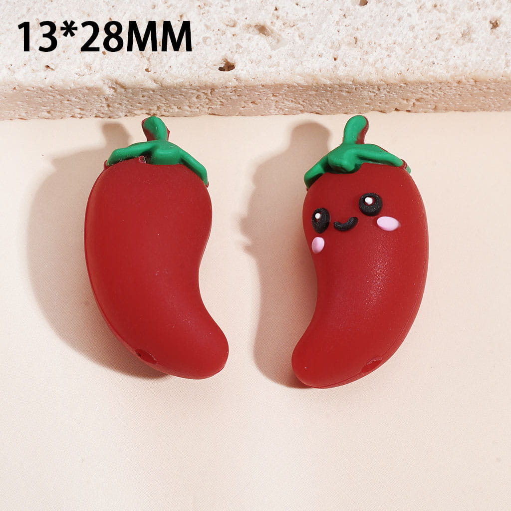 3D Mini Shy Pepper in Various Colors Silicone Focal Beads