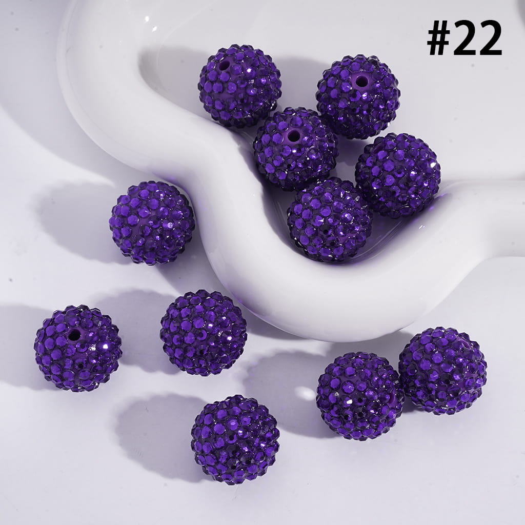 20MMラインストーンビーズ、アクリルラインストーンビーズコレクション、パート1：カラーNo.1～No.32